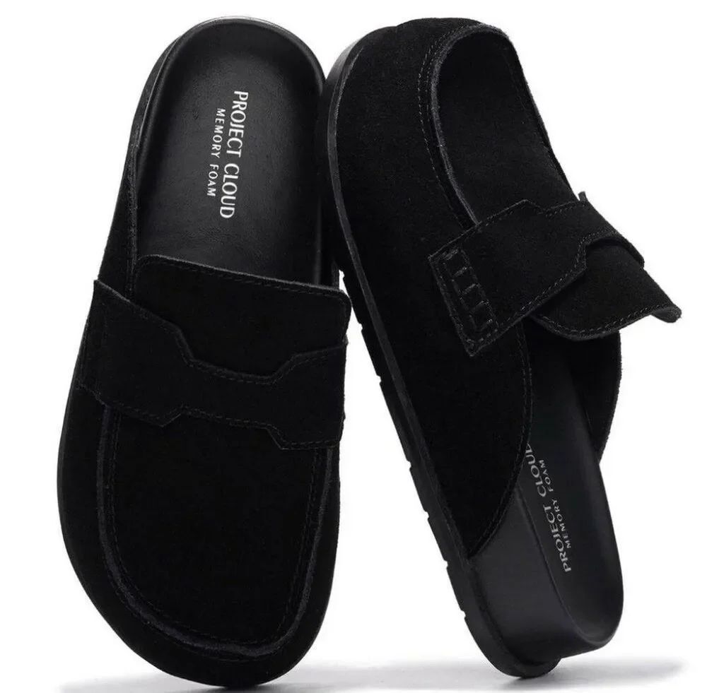 Project Cloud Black Suede Memory Foam Nonslip Clogs Women’s 10